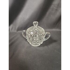 Fostoria American Clear Glass Sugar Bowl w/‎ Lid 2 Handle 2056 Vintage 60s